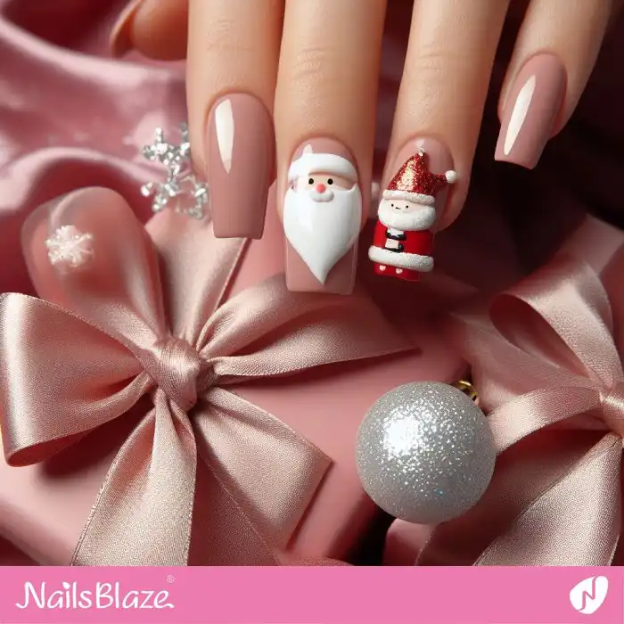 Minimal Glossy Santa Claus Nails | Christmas | Winter - NB1326